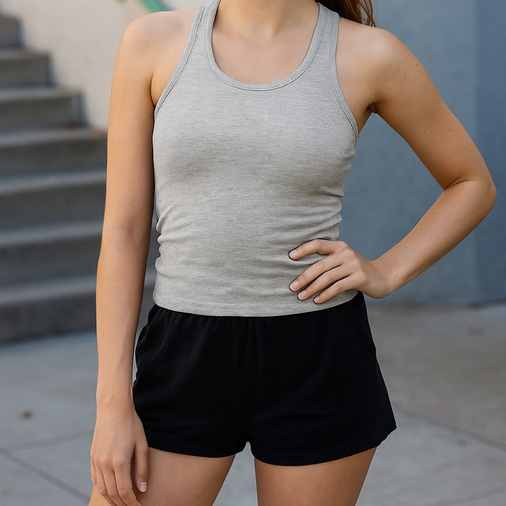 GapBody Gray Heather Racerback Tank Top with Built In Bra Support Women’s Medium